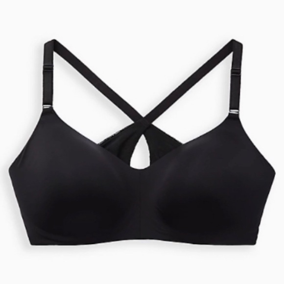 🆕 Black Lightly Lined Wire Free Racerback Bra 40 42 DD NWT Torrid New! - Picture 6 of 7